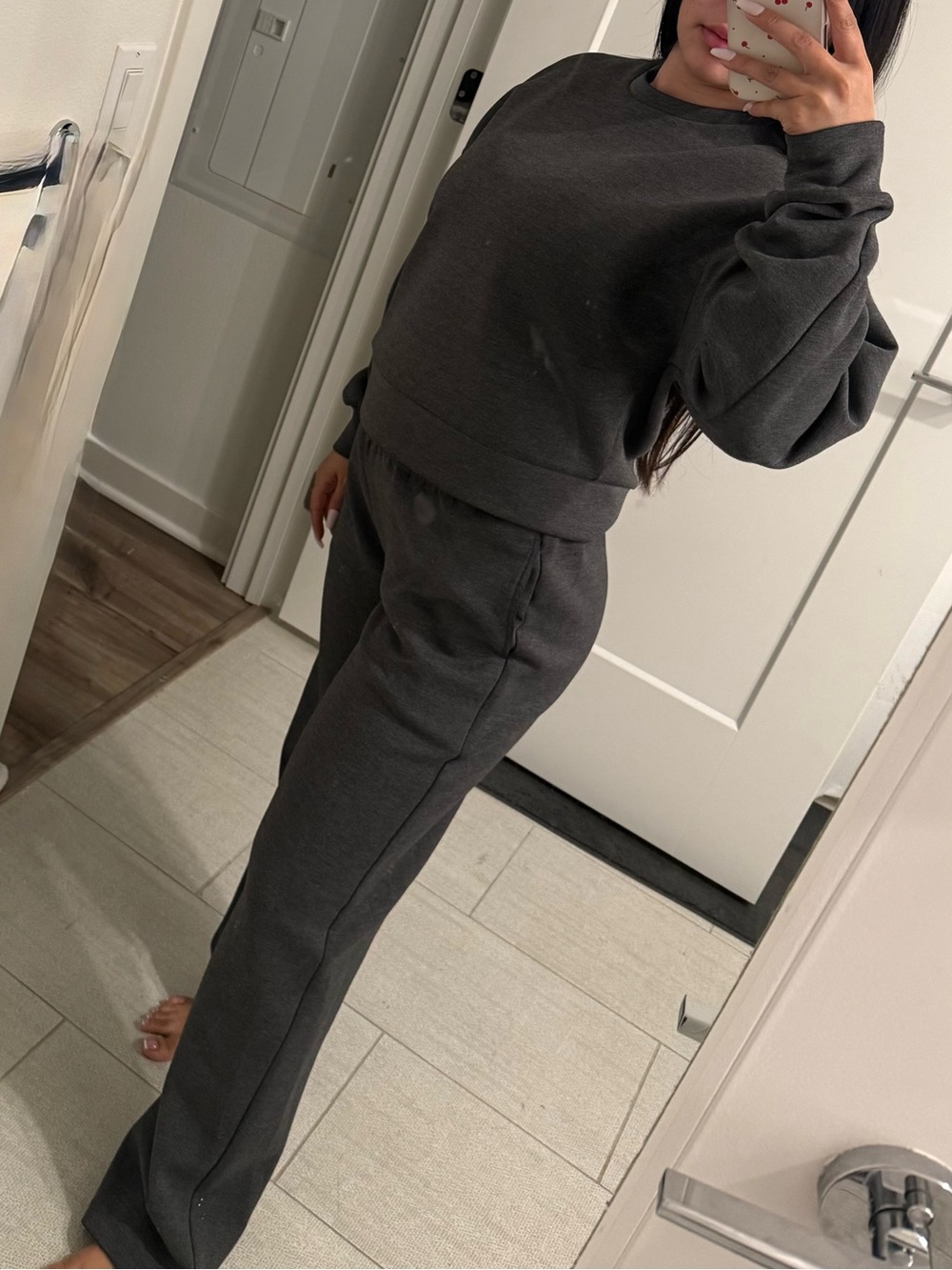 Aritzia Wide-Leg Lounge Pants in Charcoal Gray